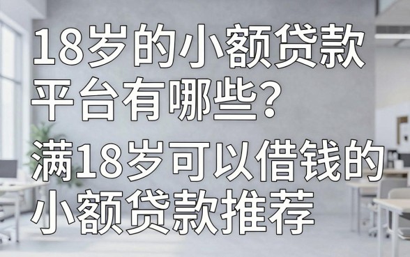 18岁的小额贷款平台有哪些？满18岁可以借钱的小额贷款推荐