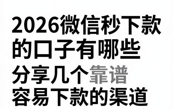 2026微信秒下款的口子有哪些，分享几个靠谱容易下款的渠道