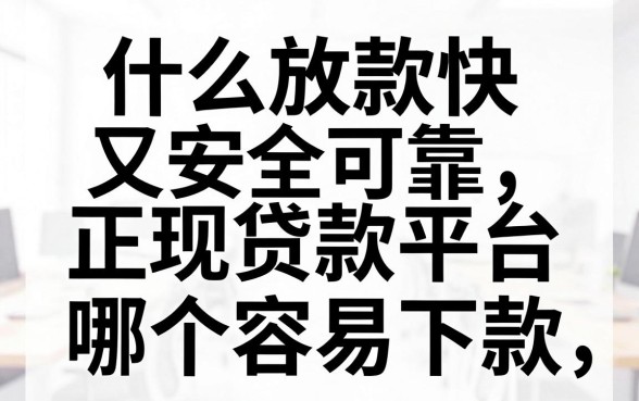 什么放款快又安全可靠，正规贷款平台哪个容易下款