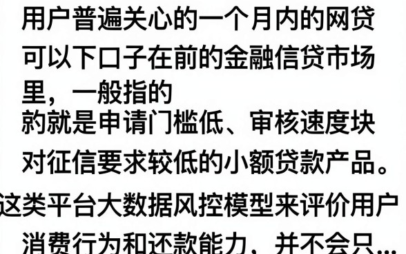 1个月的网贷能下的口子有哪些？短期网贷秒下款口子推荐