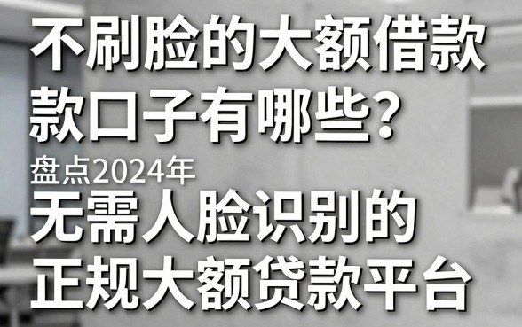 不刷脸的大额借款口子有哪些?盘点2024年无需人脸识别的正规大额贷款平台