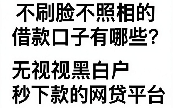 不刷脸不照相的借款口子有哪些？揭秘无视黑白户秒下款的网贷平台