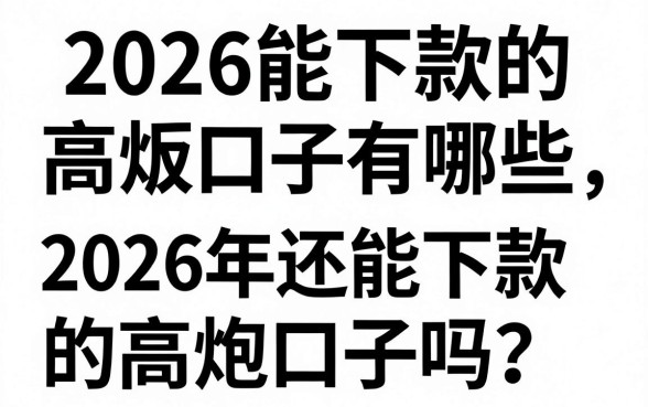 2026能下款的高炮口子有哪些，2026年还能下款的高炮口子吗
