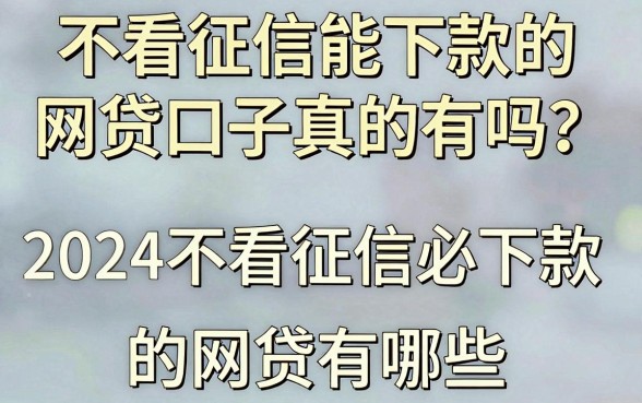 不看征信能下款的网贷口子真的有吗？2024不看征信必下款的网贷有哪些