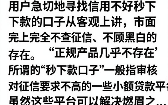 信用不好秒下款的口子有哪些，征信黑户哪里能快速借到钱