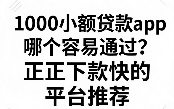 1000小额贷款app哪个容易通过?正规下款快的平台推荐