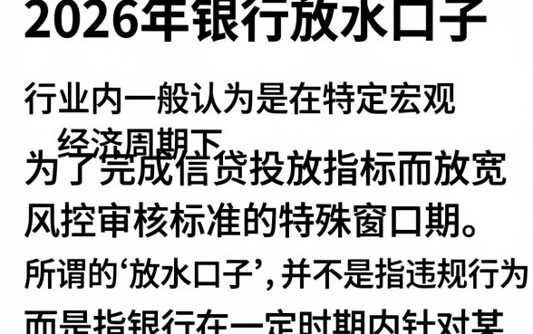 2026年银行放水口子有哪些？哪家银行贷款最容易下款？