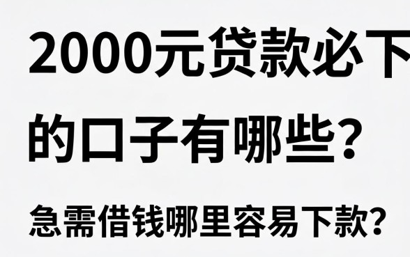 2000元贷款必下的口子有哪些？急需借钱哪里容易下款？