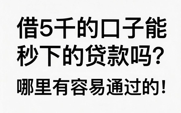 借5千的口子能秒下的贷款吗？哪里有容易通过的借款平台？