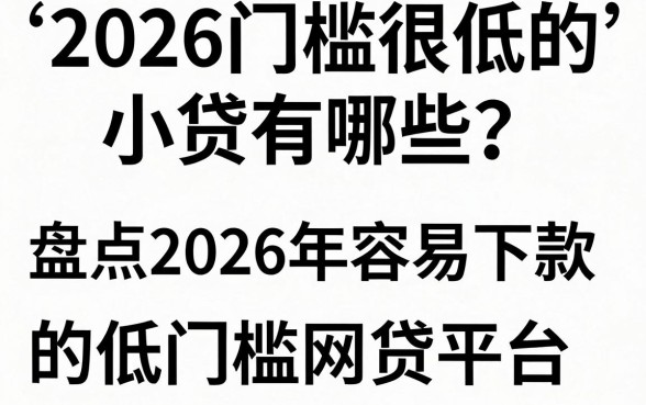 2026门槛很低的小贷有哪些?盘点2026年容易下款的低门槛网贷平台