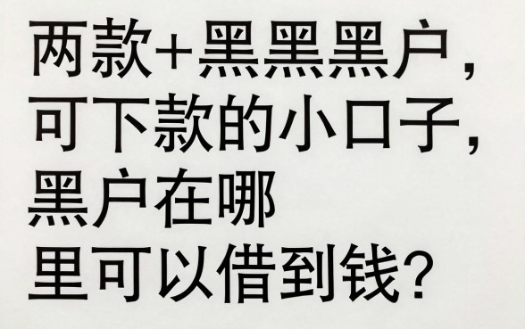 两款黑户可下款的小口子，黑户在哪里可以借到钱？