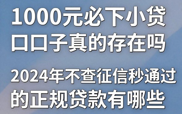 1000元必下小贷口子真的存在吗，2024年不查征信秒通过的正规贷款有哪些