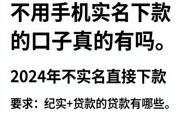 不用手机实名下款的口子真的有吗,2024年不实名直接下款的贷款有哪些