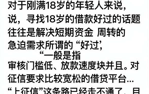 18岁借款好过的口子有哪些？正规平台秒下款推荐