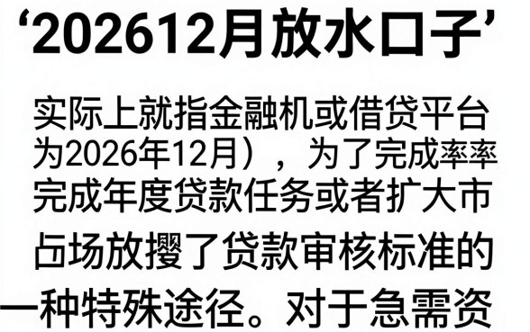 2026年12月放水口子有哪些?征信花哪里能下款?