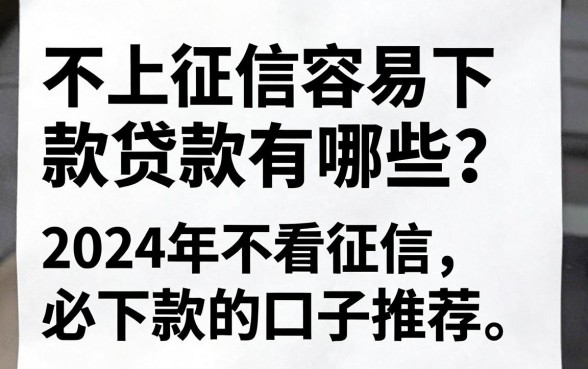 不上征信容易下款的贷款有哪些？2024年不看征信必下款的口子推荐