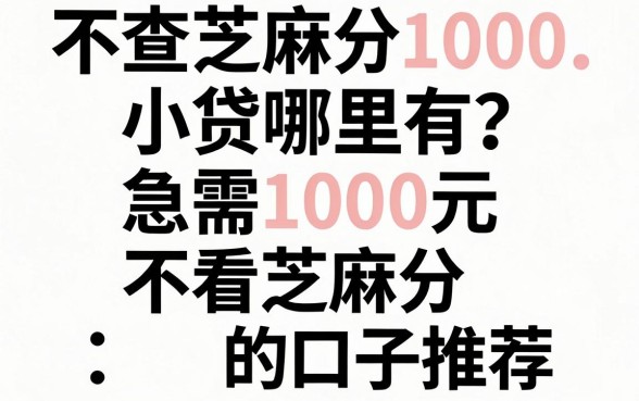 不查芝麻分1000小贷哪里有？急需1000元不看芝麻分的口子推荐