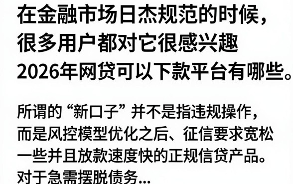 2026网贷能下款的平台有哪些，2026年还有哪些网贷容易下款