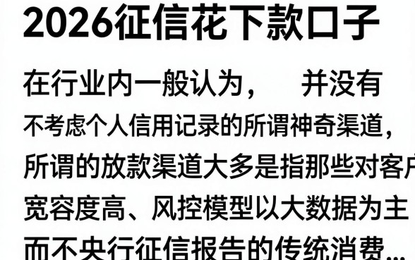 2026征信花哪里能下款？盘点征信花必下的下款口子