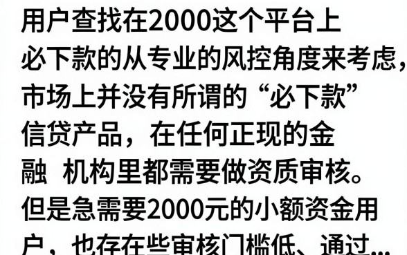 借2000的平台必下款的有哪些？2024年容易通过的小额贷款推荐