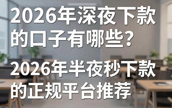2026年深夜下款的口子有哪些？2026年半夜秒下款的正规平台推荐