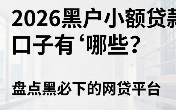 2026黑户小额贷款口子有哪些?盘点黑户必下的网贷平台