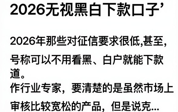 2026无视黑白下款口子真的有吗？揭秘无视黑白百分百下款的贷款平台