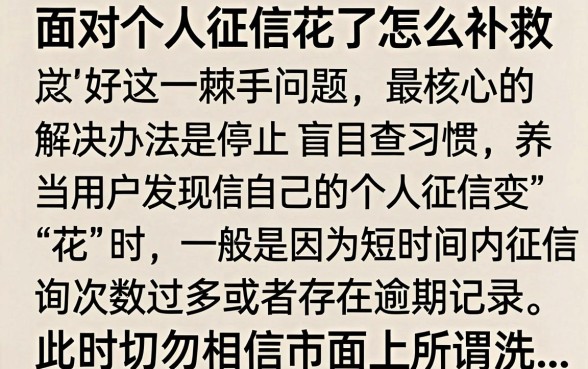 个人征信花了怎么补救？教你几招快速修复征信记录