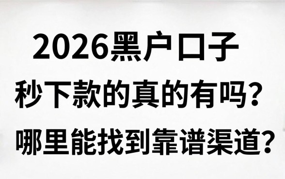 2026黑户口子秒下款的真的有吗？哪里能找到靠谱渠道？