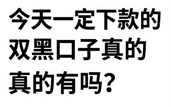 今天一定下款的双黑口子真的有吗?双黑能下款的口子哪里找