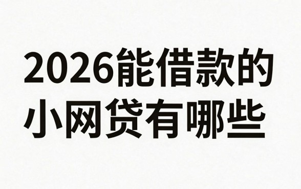 2026能借款的小网贷有哪些，2026年正规小额贷款平台推荐