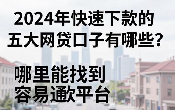 2024年快速下款的五大网贷口子有哪些?哪里能找到容易通过的借款平台?