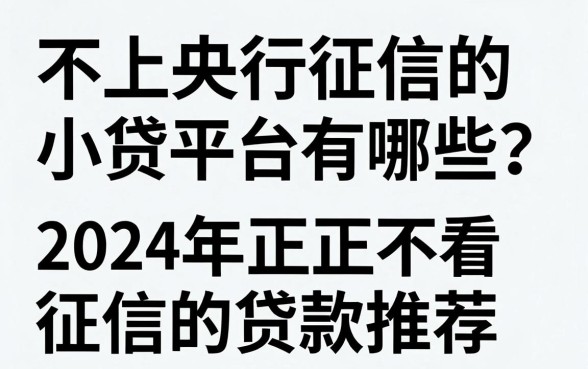 不上央行征信的小贷平台有哪些？2024年正规不看征信的贷款推荐