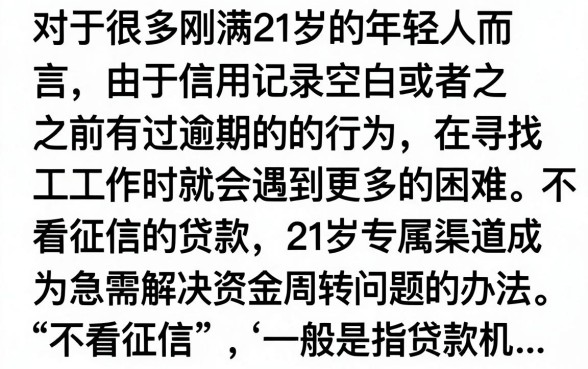 21岁不看征信的贷款有哪些？哪里能下款？