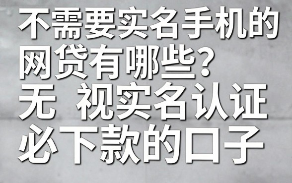 不需要实名手机的网贷有哪些？盘点无视实名认证必下款的口子