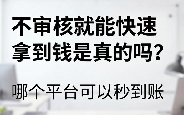 不审核就能快速拿到钱是真的吗？哪个平台可以秒到账？