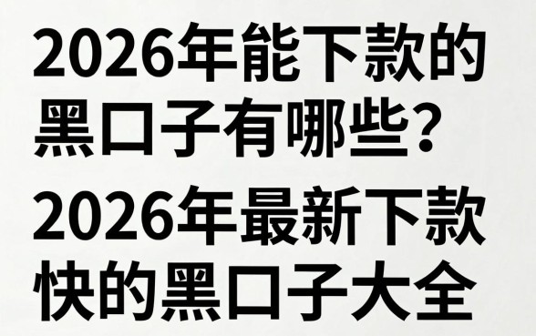 2026年能下款的黑口子有哪些?分享2026年最新下款快的黑口子大全
