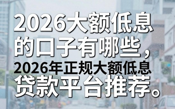 2026大额低息的口子有哪些,2026年正规大额低息贷款平台推荐
