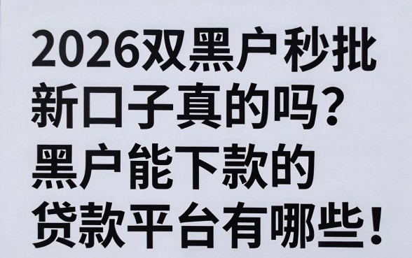 2026双黑户秒批新口子真的吗?黑户能下款的贷款平台有哪些