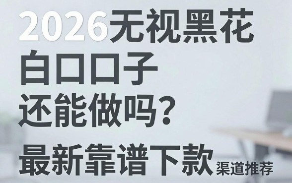 2026无视黑花白口子还能做吗?最新靠谱下款渠道推荐